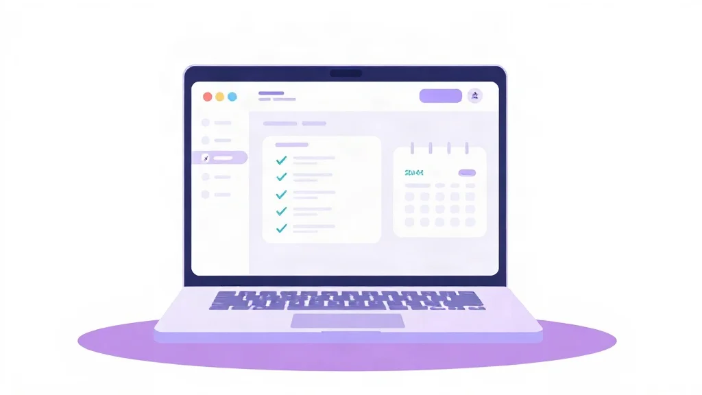 Un ordinateur affichant une application avec une liste cochée et un calendrier, à côté d'un devis : combien coûte une application sur mesure, Digital-Web33